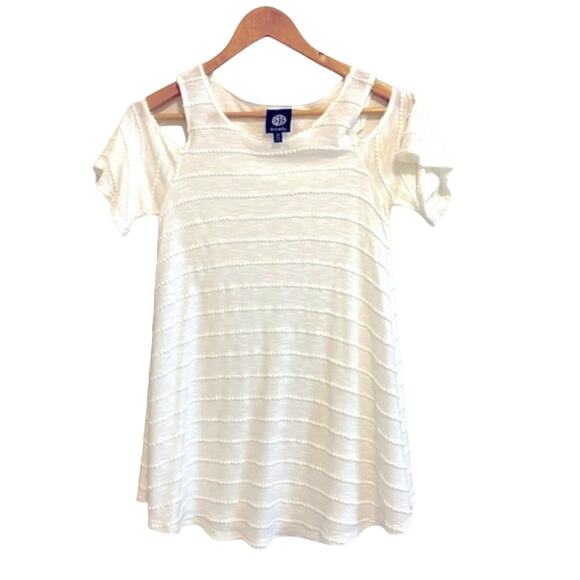 Bobeau Flutter Sleeve Cold Shoulder Top White XS - Picture 1 of 6